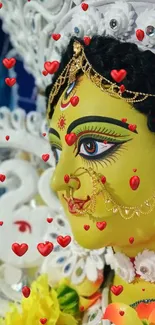 Vibrant Goddess Durga close-up wallpaper.