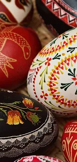 Colorful Easter eggs with intricate designs, perfect for festival art.