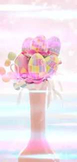 Colorful Easter egg bouquet in pastel shades.