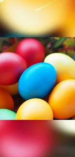 Vibrant collection of colorful eggs in a festive setting.