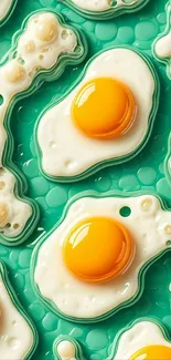 Playful egg pattern on turquoise background.
