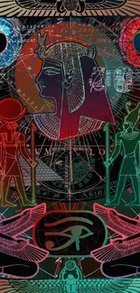 Colorful Egyptian-themed wallpaper art