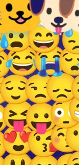 Colorful emoji collage wallpaper for mobile.