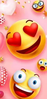 Colorful emoji hearts wallpaper for phones