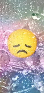 Colorful background with raindrop emoji.