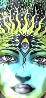 Vibrant colorful artwork of an empath face with a fantasy theme.