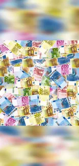 Colorful Euro banknotes create a vivid wallpaper design.