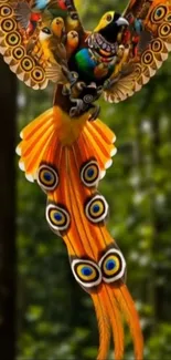 Vibrant exotic bird with colorful feathers on a nature backdrop.