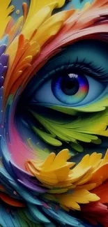 Colorful abstract eye art wallpaper with vibrant hues.