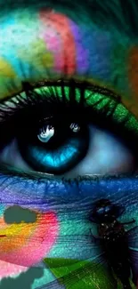 Colorful eye art wallpaper with vibrant, detailed patterns.