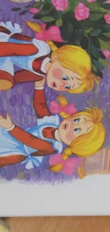 Vibrant fairytale scene with two characters in animated style.