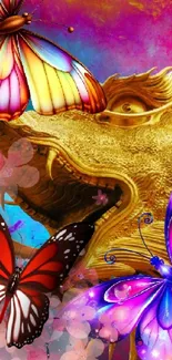 Colorful fantasy butterfly wallpaper with vibrant design.