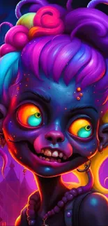 Colorful fantasy character with neon hues