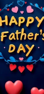 Happy Father's Day colorful wallpaper with hearts.