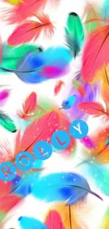 Vibrant and colorful feather art mobile wallpaper.