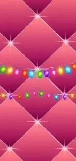 Vibrant mobile wallpaper with colorful lights and pink pattern.