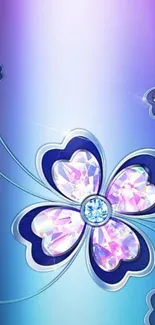 Colorful floral abstract wallpaper with gems.