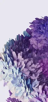 Vibrant purple and blue floral wallpaper design.