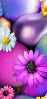 Colorful balloon and flower wallpaper with a vibrant, dreamy design.