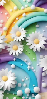 Colorful abstract wallpaper with daisies.