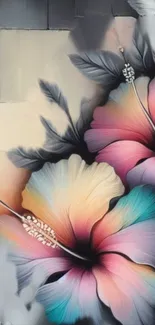 Vibrant pastel floral wallpaper with tropical flowers.