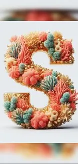 Artistic coral-themed letter S design.