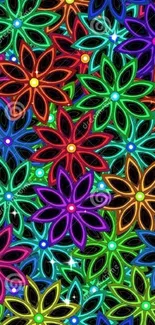 Vibrant geometric floral pattern wallpaper for mobile.