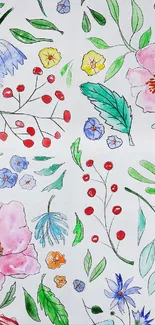 Hand-painted vibrant floral mobile wallpaper with colorful flowers.