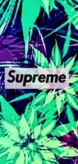 Vibrant floral street art wallpaper with "Supreme" text in bold style.