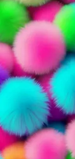 Colorful fluffy balls wallpaper with vibrant hues.