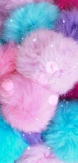 Colorful fluffy puffballs in pastel shades wallpaper.