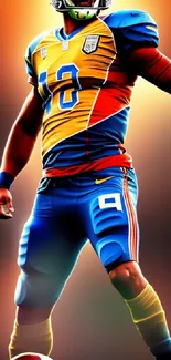 Vibrant football player wallpaper with colorful design.