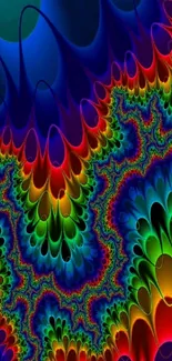 Vibrant and colorful fractal art design mobile wallpaper.