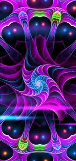 Psychedelic fractal art wallpaper with vibrant colors.