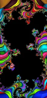 Vibrant colorful fractal pattern design with abstract shapes.