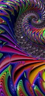 Colorful fractal design with swirling vibrant patterns.