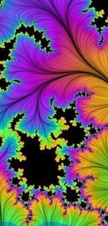 Colorful fractal wallpaper with vibrant purple and rainbow hues.