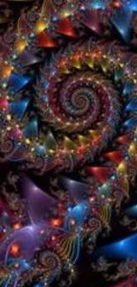 Vibrant fractal spiral wallpaper for mobile screens.