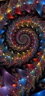 Colorful fractal spiral art wallpaper in vibrant hues.