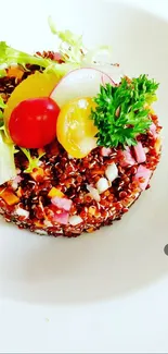 Vibrant salad with fresh vegetables on a plate.