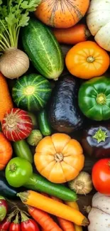 Colorful assortment of fresh vegetables in a vibrant display.