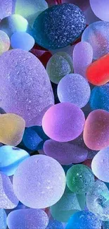 Vibrant mobile wallpaper with colorful frosted stones in various hues.