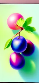 Colorful fruit branch with pastel background.