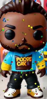 Funko Pop figure with colorful confetti celebration.