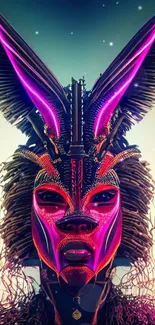 Futuristic headdress wallpaper with vibrant colors.