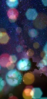 Colorful galaxy bokeh wallpaper with vibrant hues.