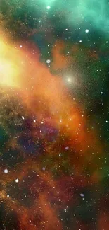 Colorful galaxy wallpaper with stars and nebulas in a vibrant cosmic scene.