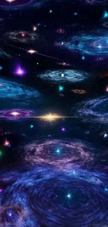 Vibrant and colorful galaxy sky wallpaper.