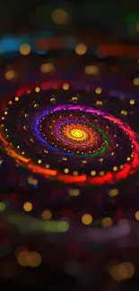 Colorful spiral galaxy art wallpaper with vibrant cosmic details.