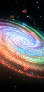 Colorful galaxy spiral with stars in space art wallpaper.